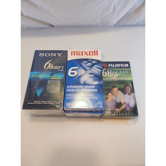 Lot of 7 Sony, Maxell and Fujifilm Blank VHS Tapes T-120 Brand New Sealed New - Picture 6 of 6
